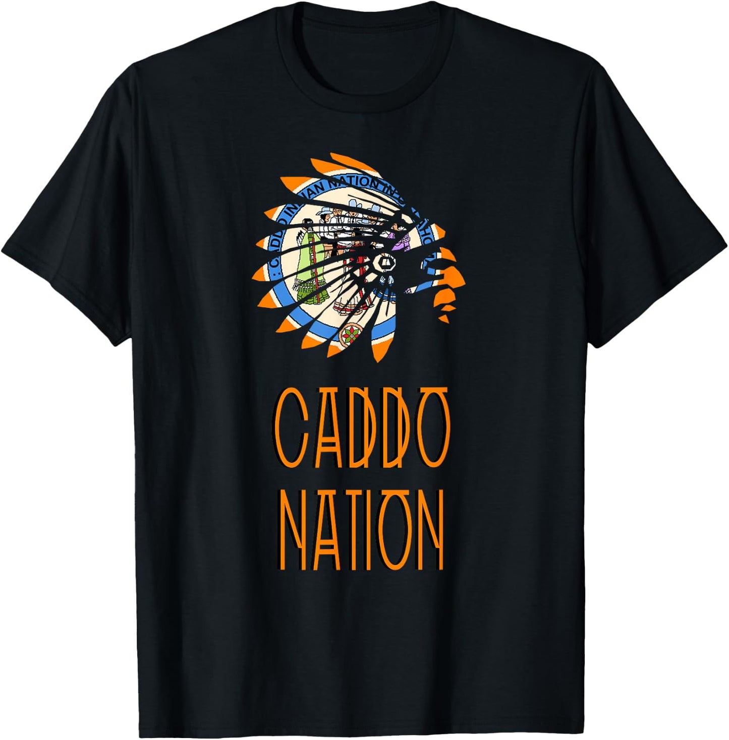 CADDO NATION FLAG | Indigenous | Native American | Headdress T-Shirt - T-Shirt | Black