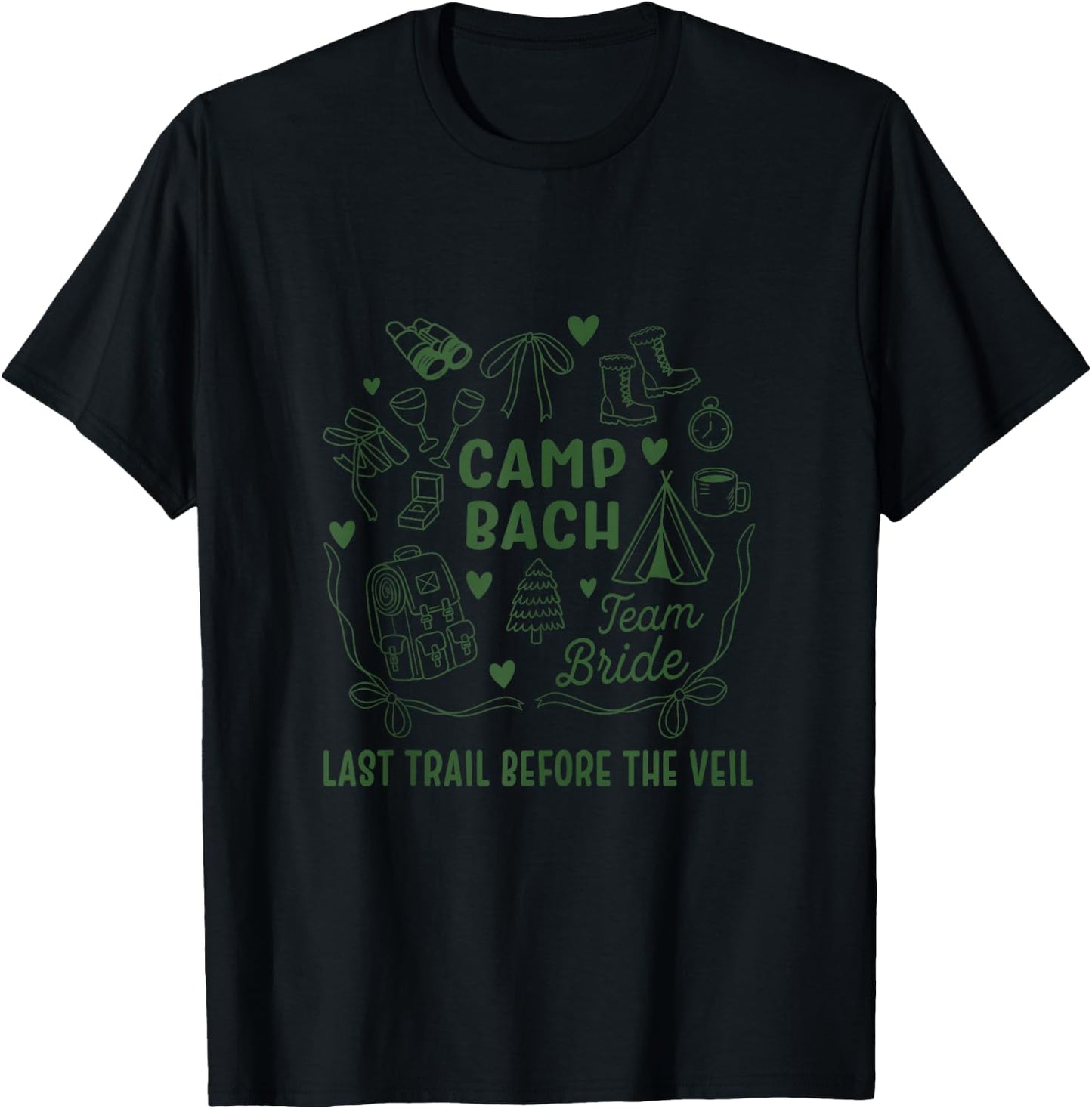 Team Bride Camp Bach Retro Camping Bachelorette Party T-Shirt - T-Shirt | Black