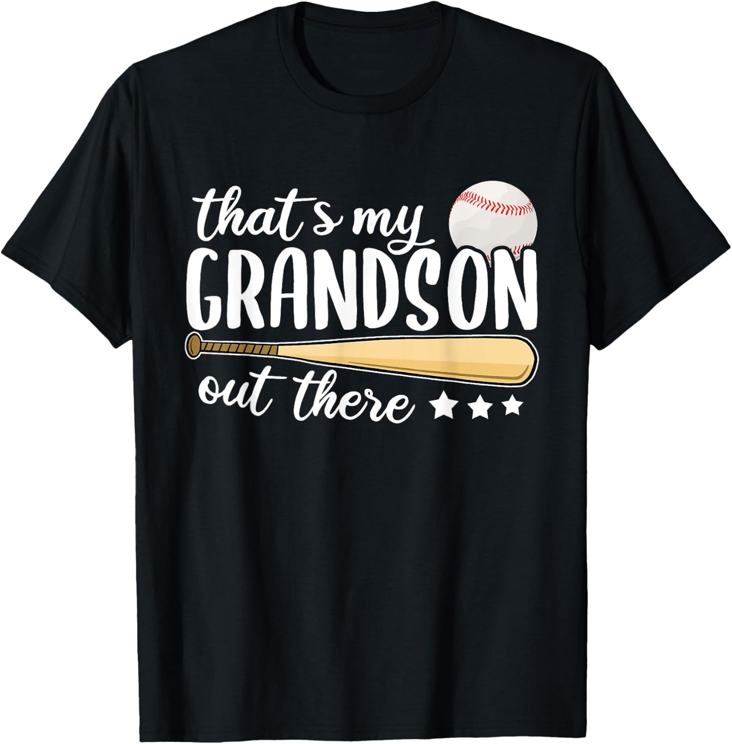 Funny Baseball Grandma That's My Grandson Out There Baseball T-Shirt - T-Shirt | Black