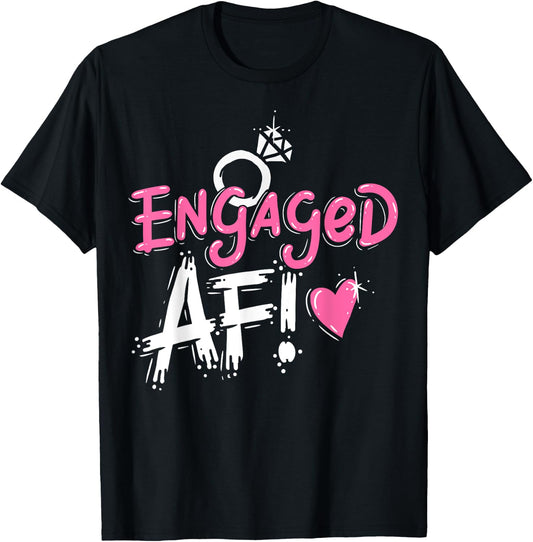 Engagement Newly Engaged Bridal Gift Couples T-Shirt - T-Shirt | Black