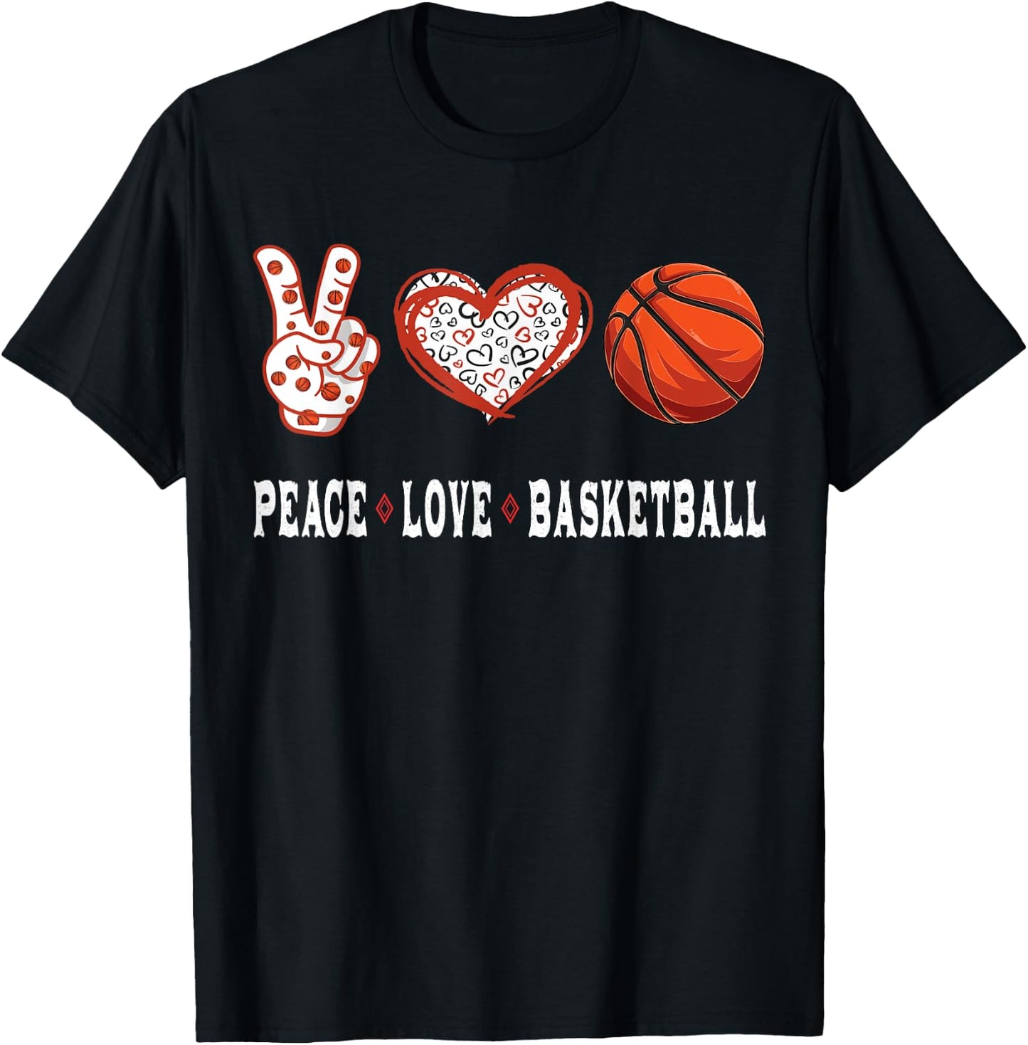 Basketball lovers Player fans Peace love Basketball T-Shirt - T-Shirt | Black