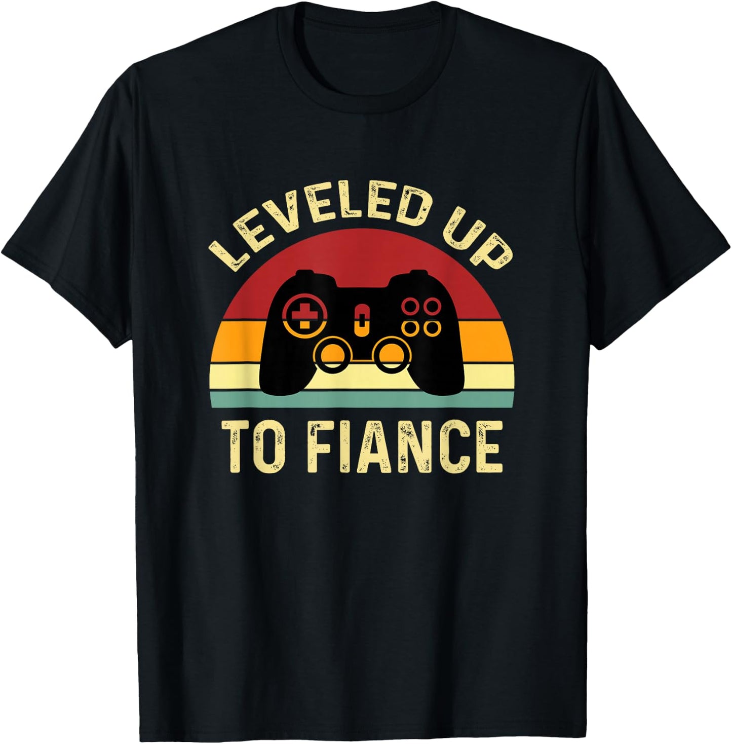 Leveled Up To Fiance Just Engaged Newly Engaged Couple T-Shirt - T-Shirt | Black