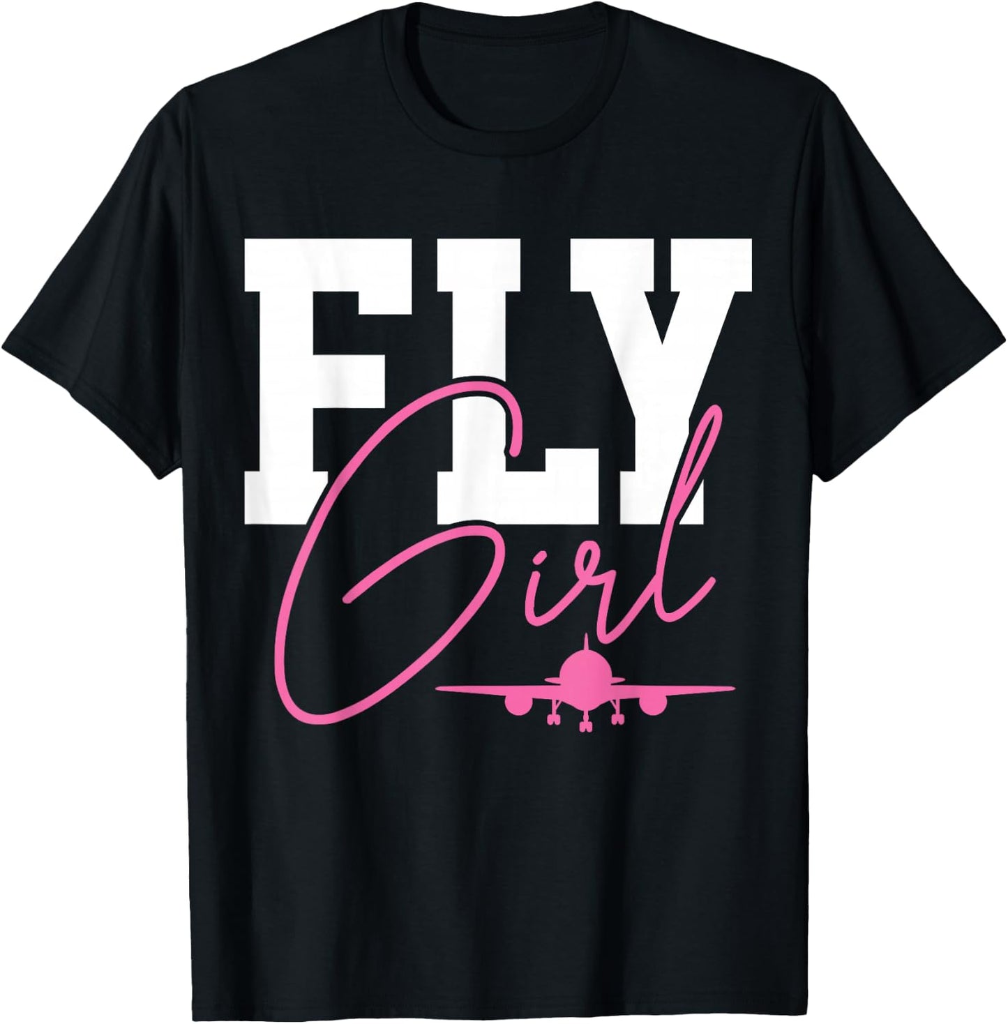 Pilot Girl Aeroplane Aviation T-Shirt - T-Shirt | Black