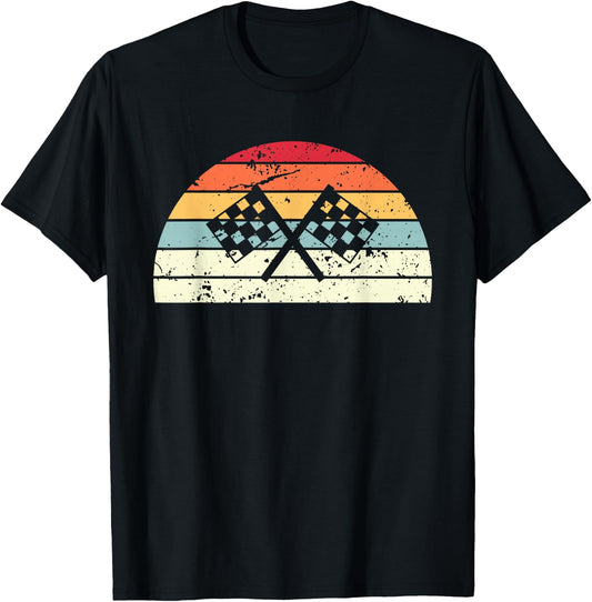 Vintage Racing Sunset Men Women distressed Sunrise T-Shirt - T-Shirt | Black