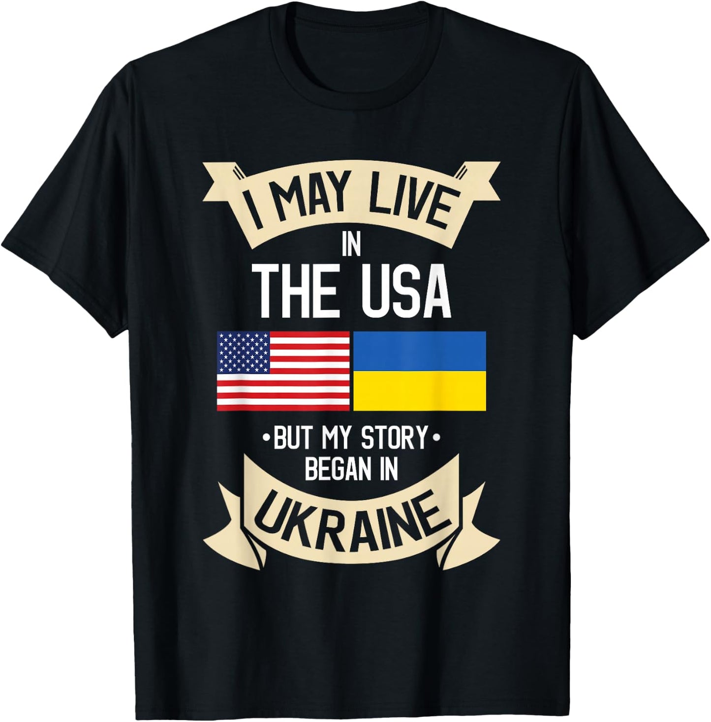Ukrainian American Flag Love Support Ukrainians Ukraine T-Shirt - T-Shirt | Black