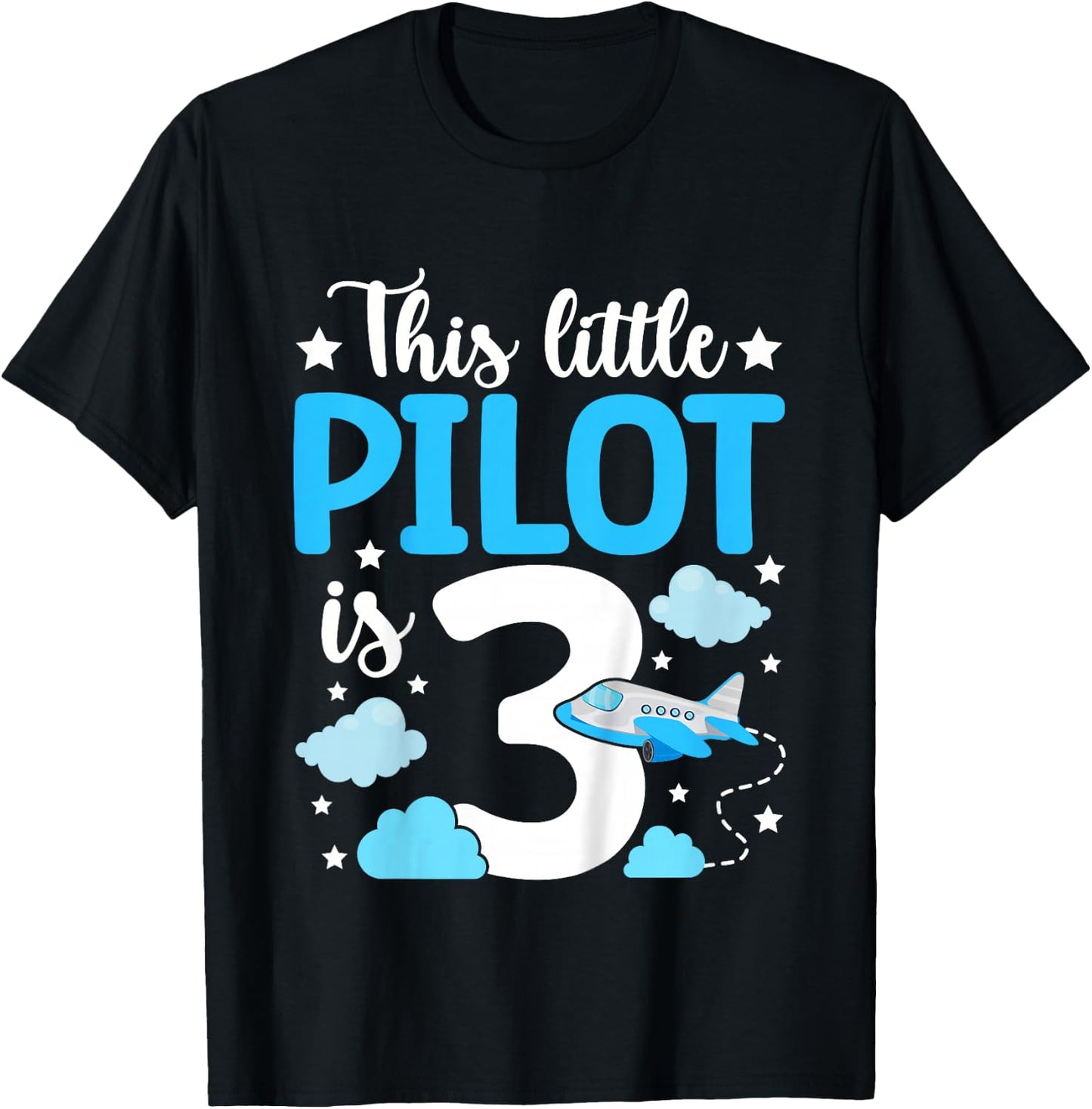 This little Pilot is 3 Airplane 3rd Birthday T-Shirt - T-Shirt | Black