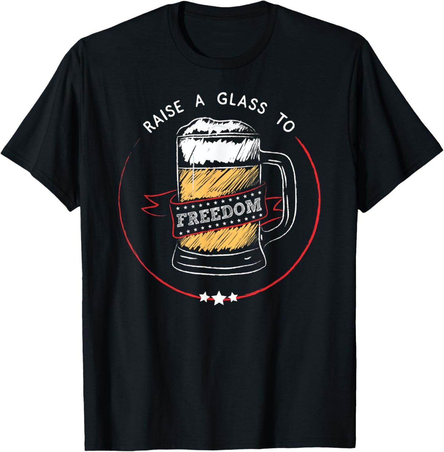 Raise A Glass To Freedom - 4th July, Hamilton, USA T-Shirt - T-Shirt | Black