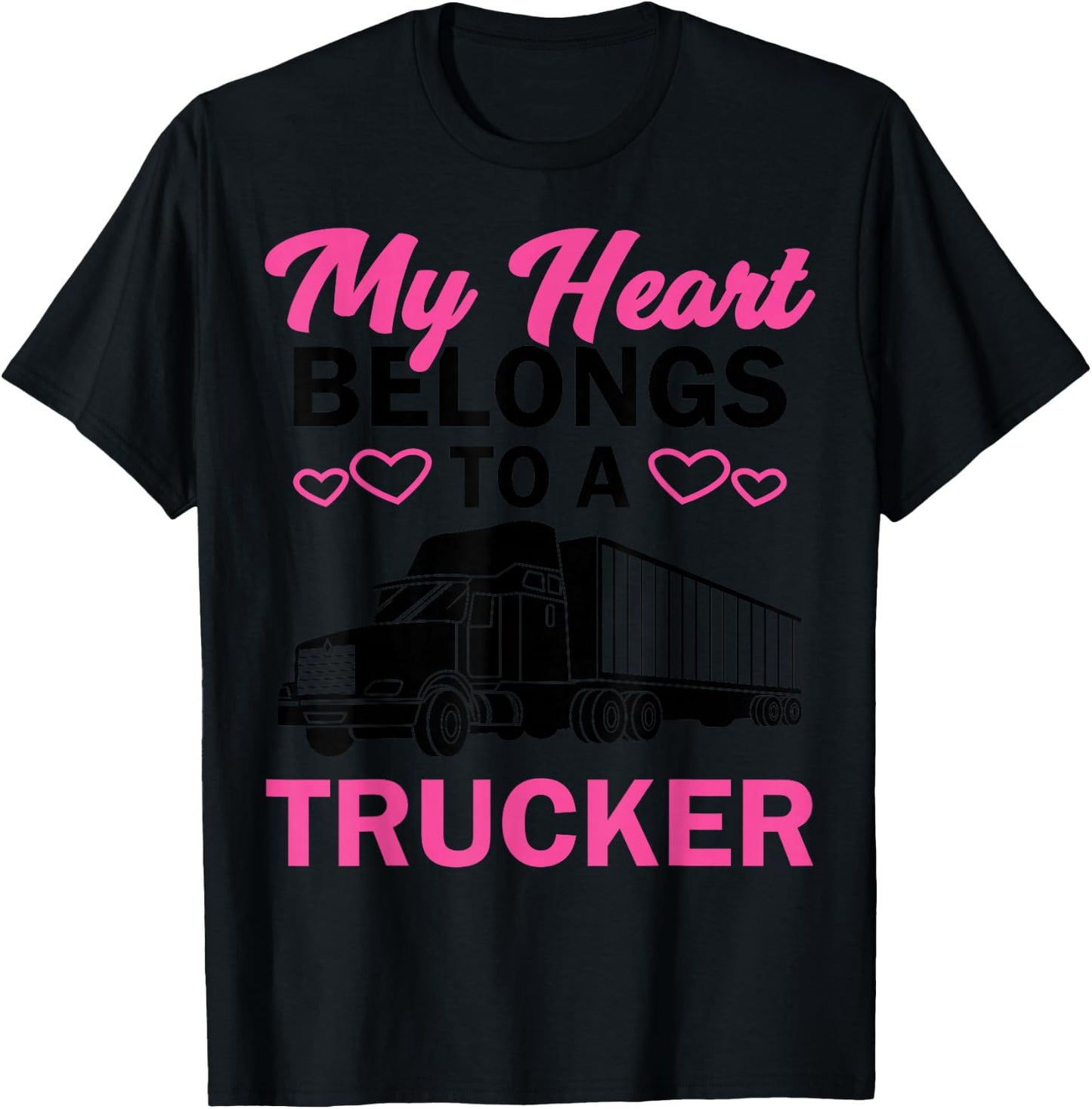 Cool Truckers Wife Gift Funny Truck Driver Girl T-Shirt - T-Shirt | Black
