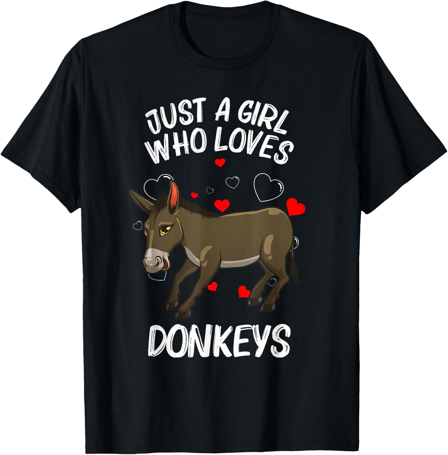 Funny Donkey Design Girls Mule Animal Farming T-Shirt - T-Shirt | Black