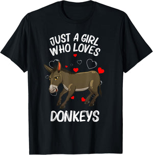 Funny Donkey Design Girls Mule Animal Farming T-Shirt - T-Shirt | Black