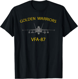 VFA-87 "Golden Warriors" Squadron F-18 Super Hornet T-Shirt - T-Shirt | Black