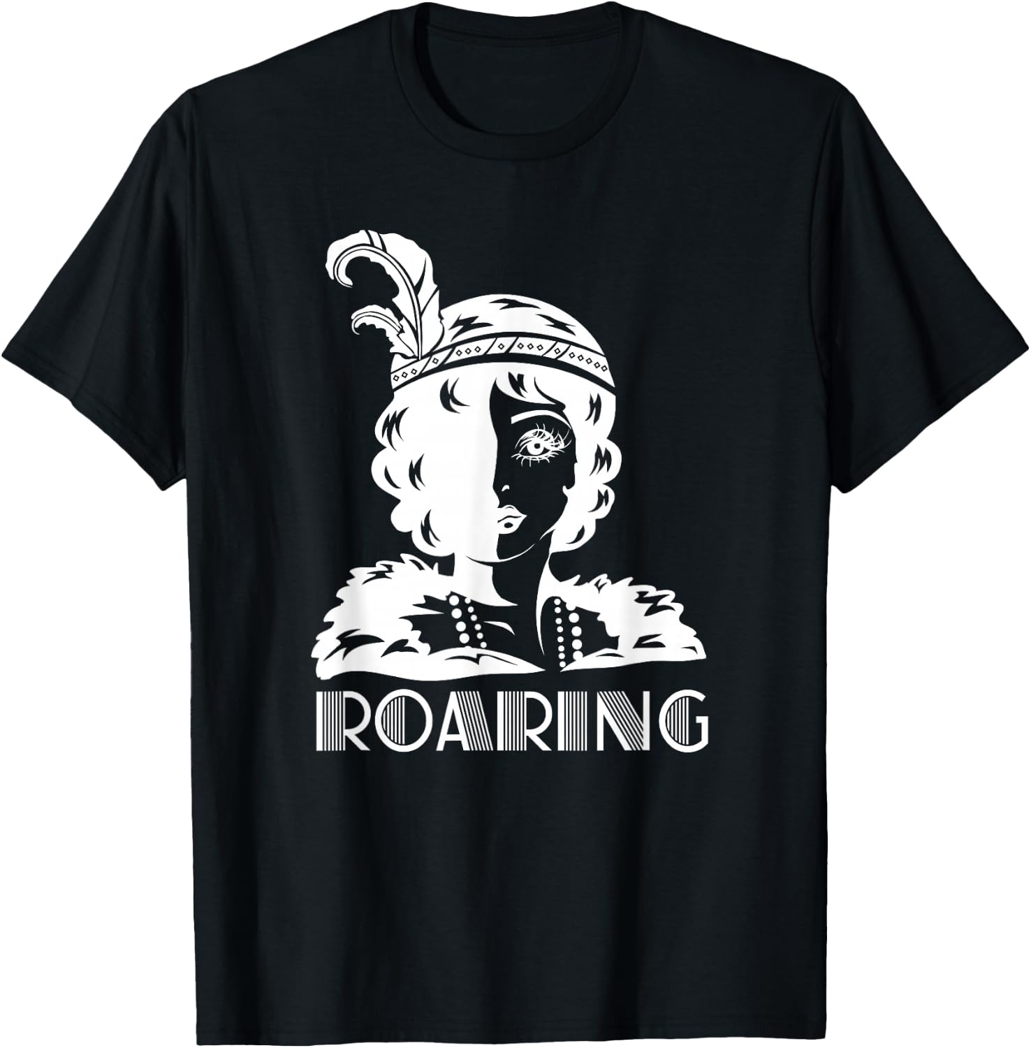 ROARING 1920's Glamorous Woman Flapper T-Shirt - T-Shirt | Black