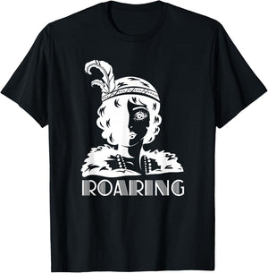 ROARING 1920's Glamorous Woman Flapper T-Shirt - T-Shirt | Black