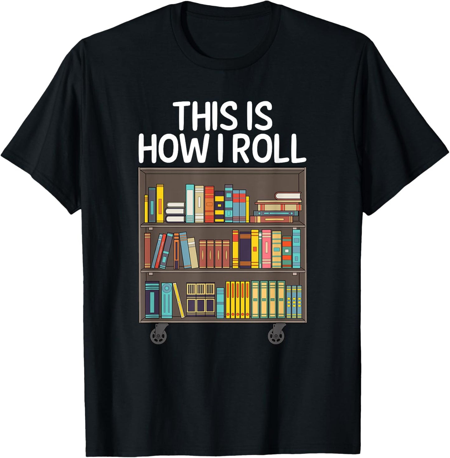Cute Library Art Women Book Reader School Librarian T-Shirt - T-Shirt | Black