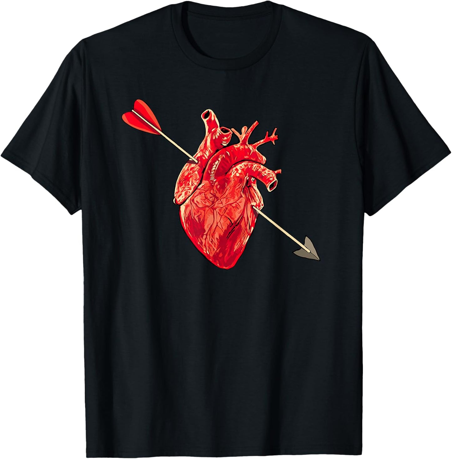 Anatomical Heart & Cupid Arrow Cute Metal Valentines Day T-Shirt - T-Shirt | Black