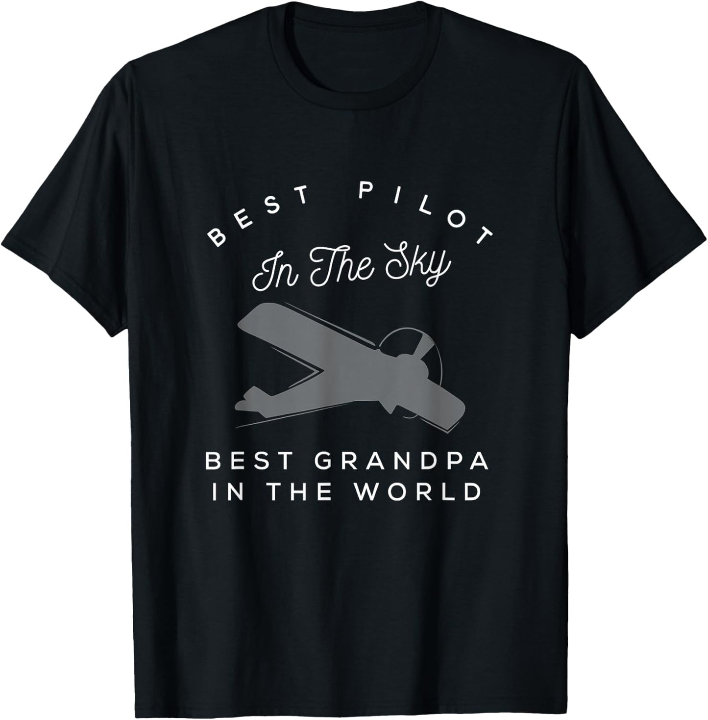 Best Pilot in the Sky Grandpa Granddaughter Grandson T-Shirt - T-Shirt | Black