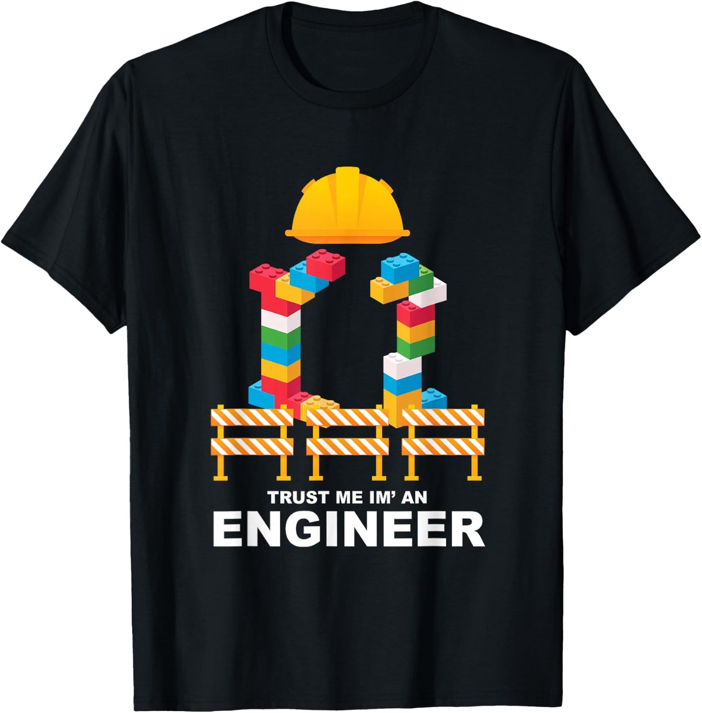 Engineer Construction Master Builder Building Blocks Bricks T-Shirt - T-Shirt | Black