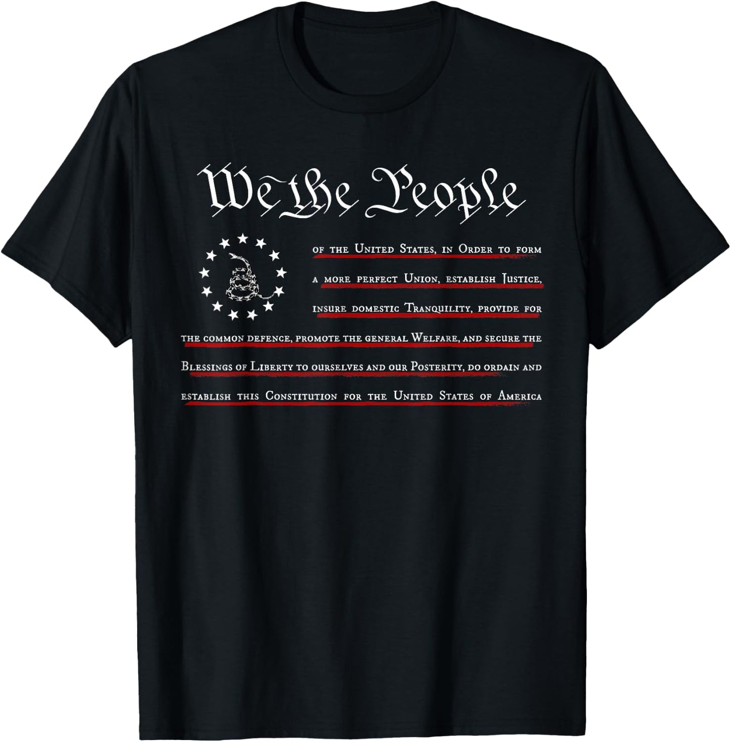 WE THE PEOPLE Constitution 4th of July, Gadsden Flag T-Shirt - T-Shirt | Black