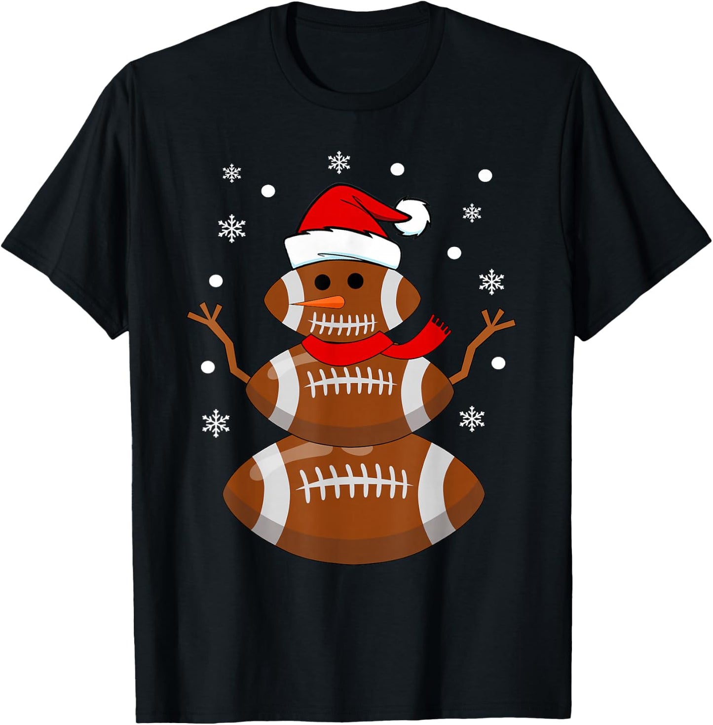 Christmas Football Snowman Kids Football Christmas Women Men T-Shirt - T-Shirt | Black