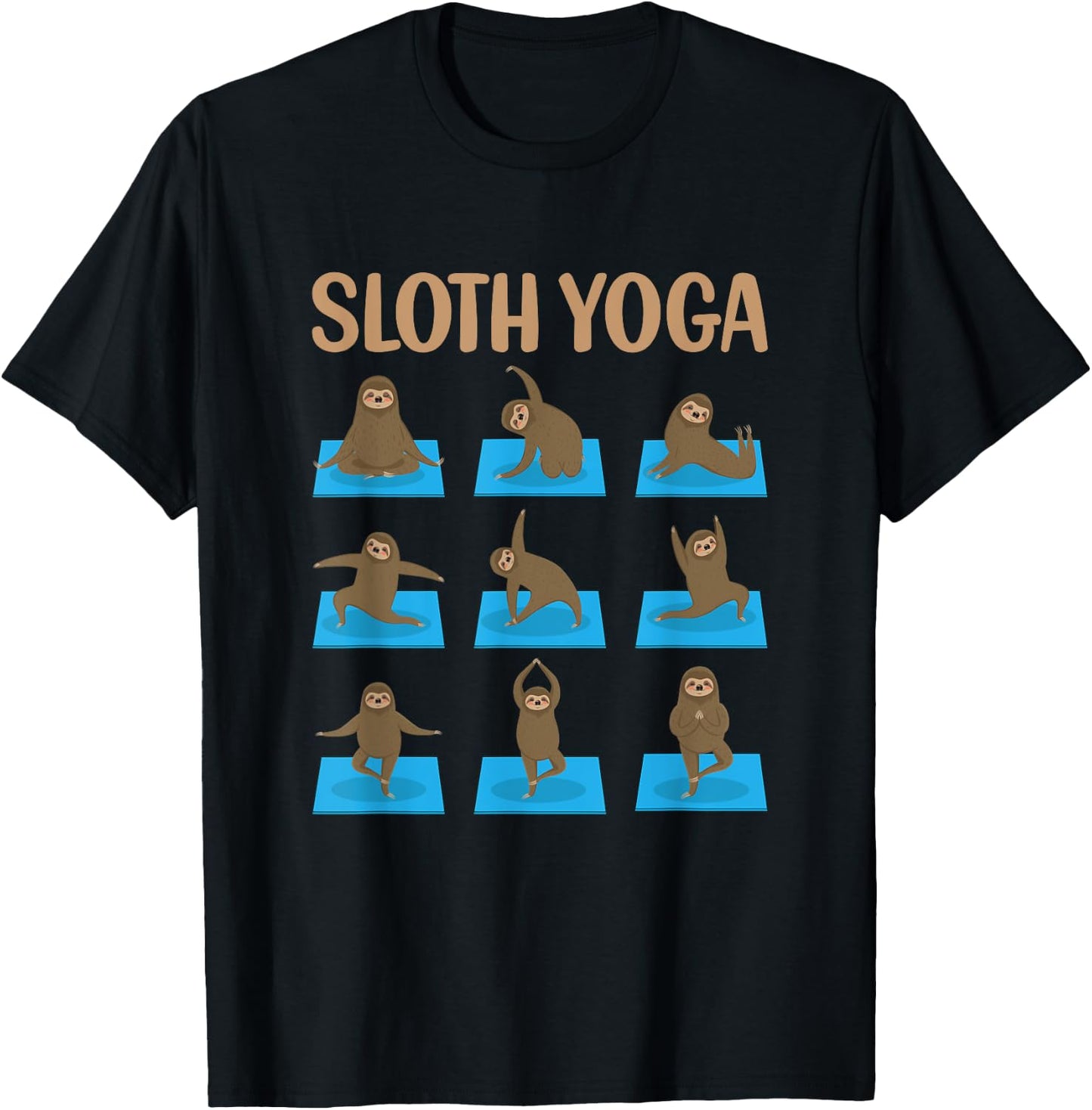 Sloth Yoga Cute Animal Baby Sloth Yoga Poses Zen Graphics T-Shirt - T-Shirt | Black