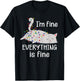 I'm Fine Everything is Fine Christmas Lights Funny Cat Lover T-Shirt - T-Shirt | Black