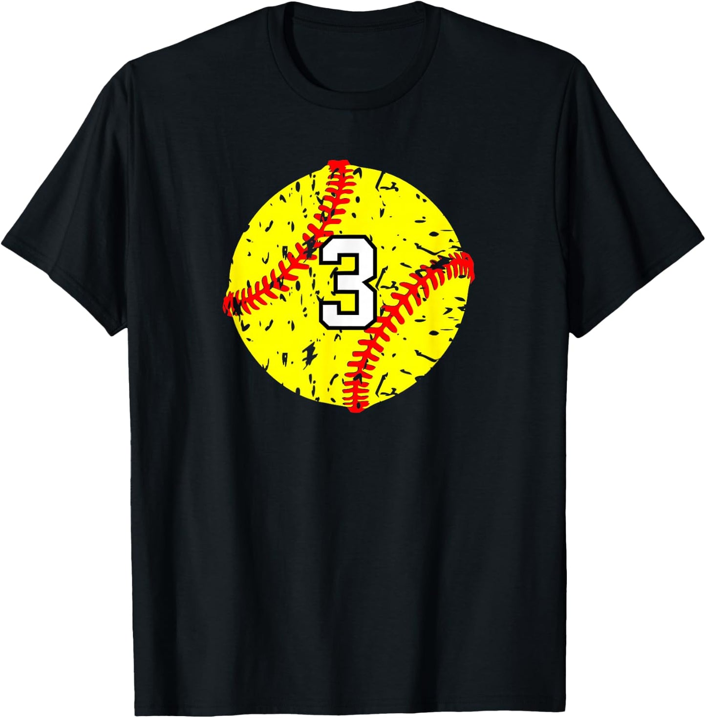 Softball Number #3 T-Shirt - T-Shirt | Black