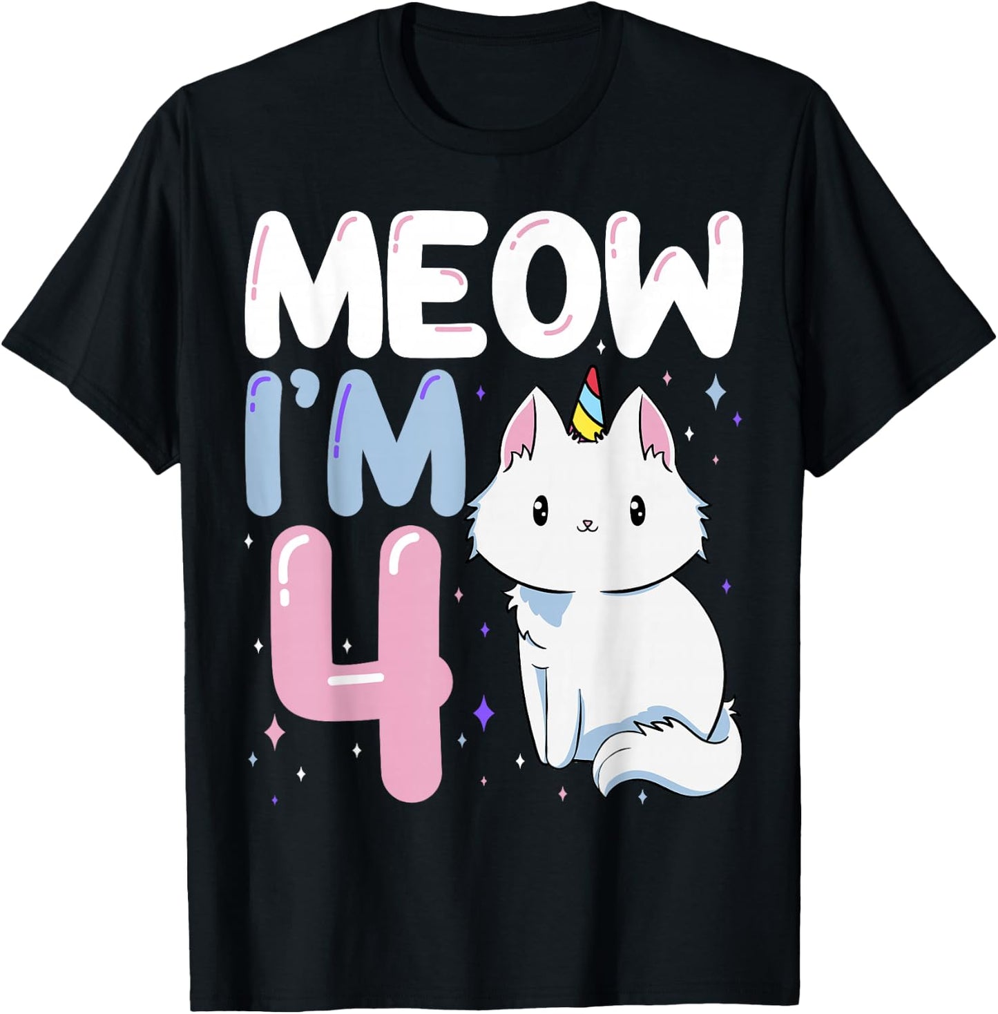 Cat 4th Birthday Party Purr-FECT Vet Kitten Fur Animal Paw T-Shirt - T-Shirt | Black