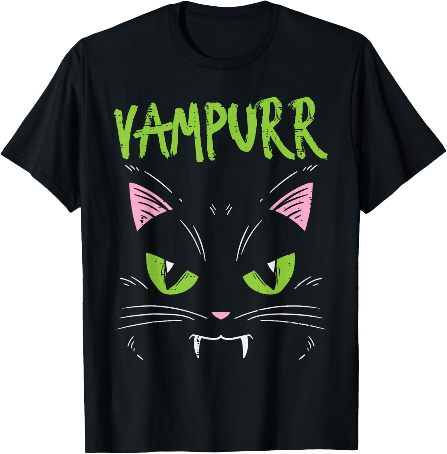 Vampurr Vampire Cat Funny Halloween Animal Men Women Kids T-Shirt - T-Shirt | Black