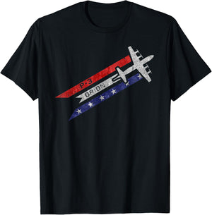 P-3 Orion Military Airplane Red White & Blue Vintage T-Shirt - T-Shirt | Black