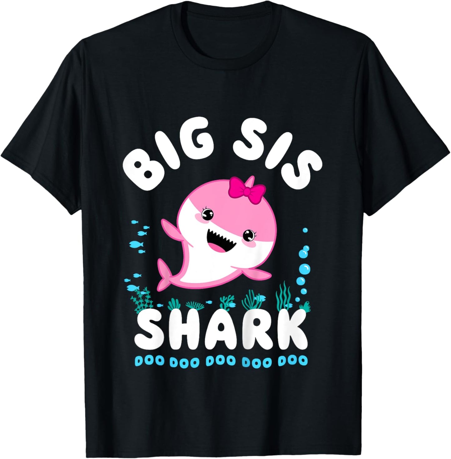Big Sis Shark Big Sister Kawaii T-Shirt - T-Shirt | Black