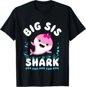 Big Sis Shark Big Sister Kawaii T-Shirt - T-Shirt | Black