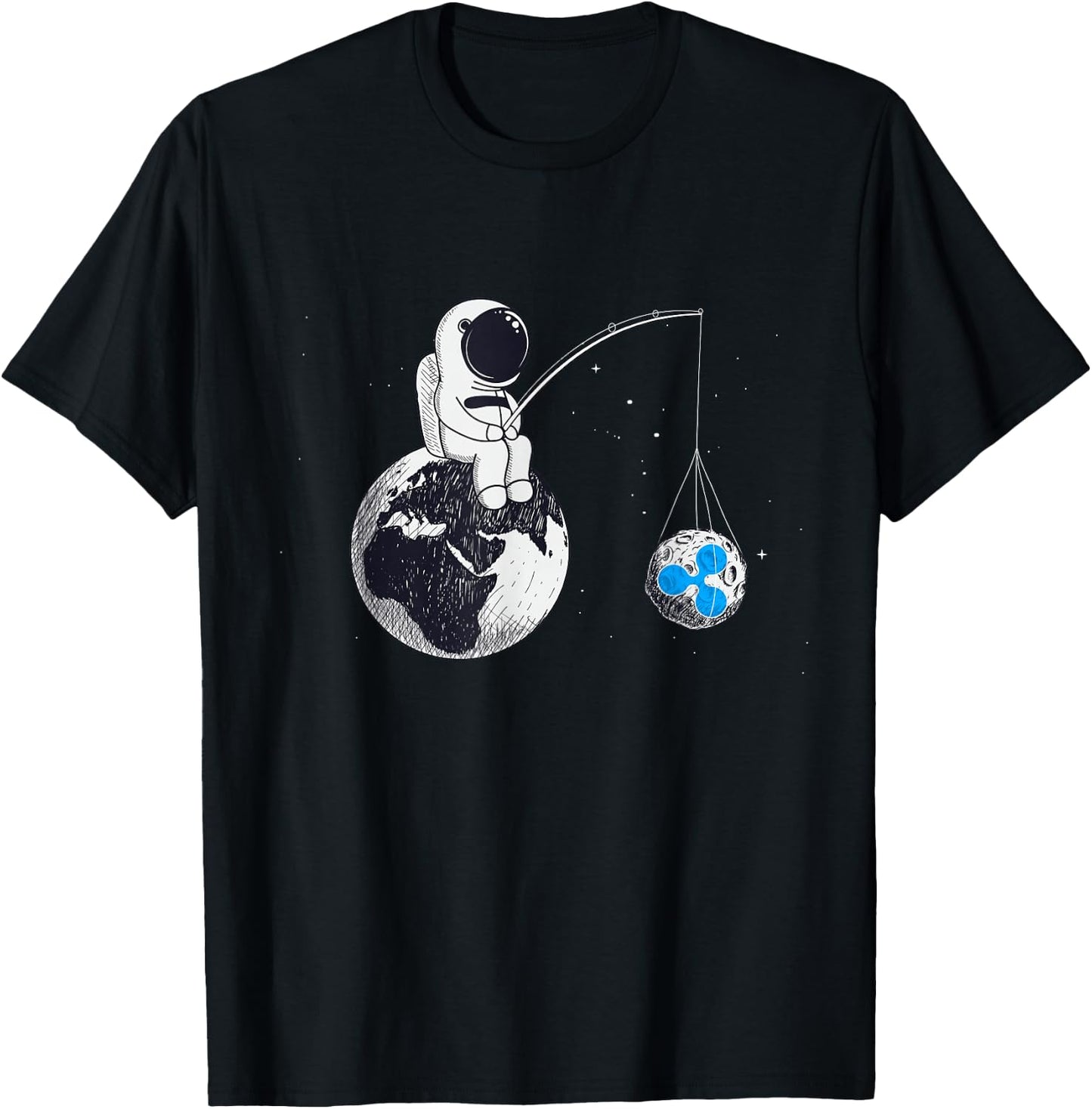 Cryptocurrency Talk - Ripple To The Moon XRP Space Man Merch T-Shirt - T-Shirt | Black