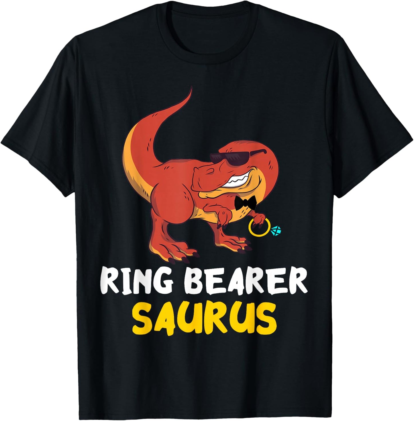 T-Rex Dino Ring Dinosaur Wedding Party Ring Bearer Security T-Shirt - T-Shirt | Black