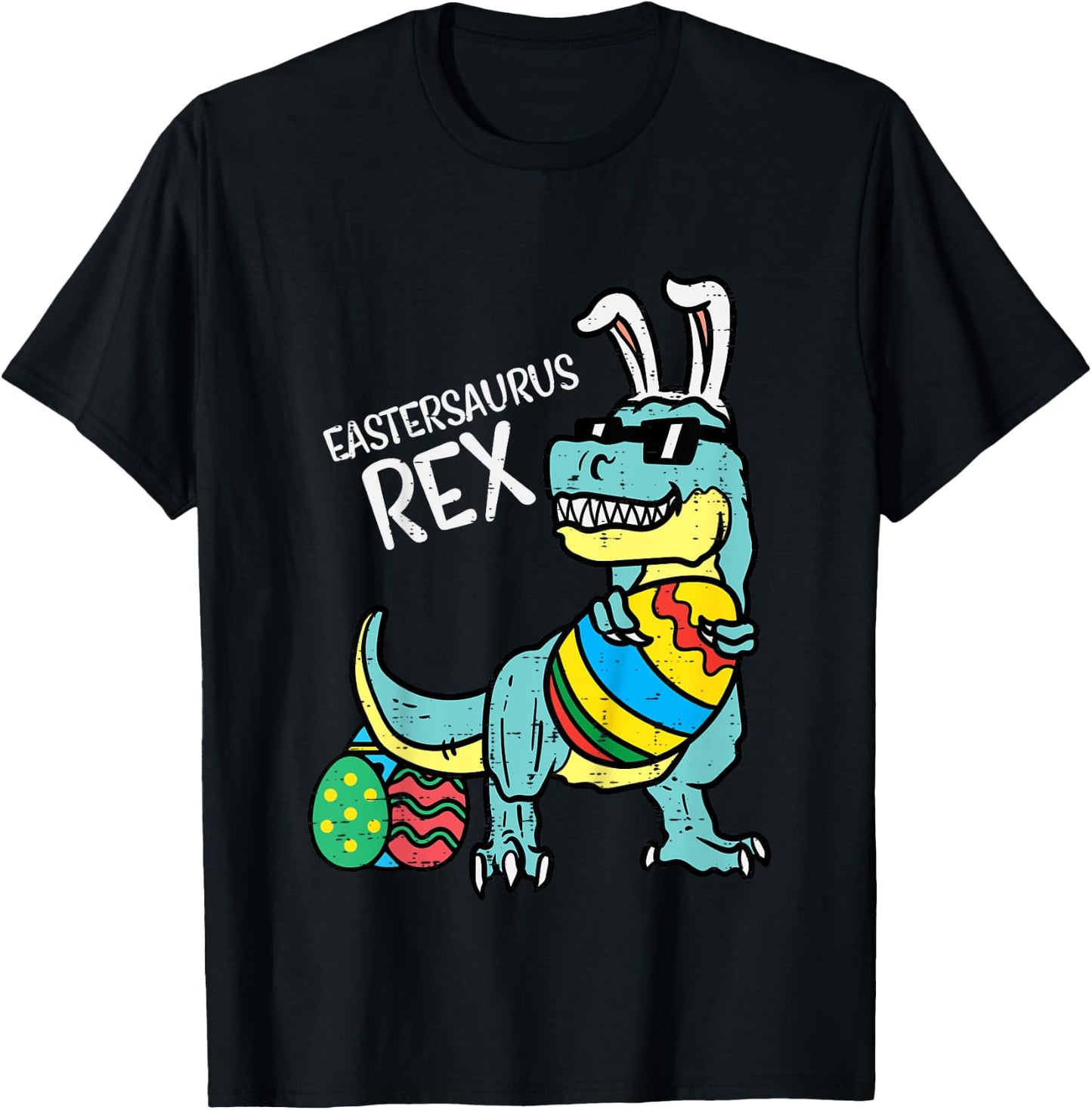 Eastersaurus Rex Easter Trex Bunny Toddler Boys Easter Dino T-Shirt - T-Shirt | Black