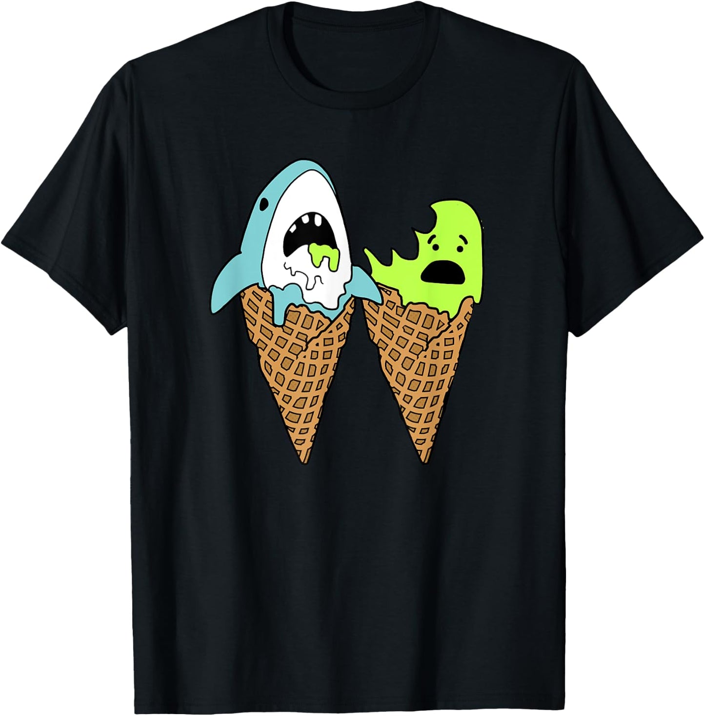 Trendy Graphic Shark Bite Ice Cream Cones T-Shirt - T-Shirt | Black