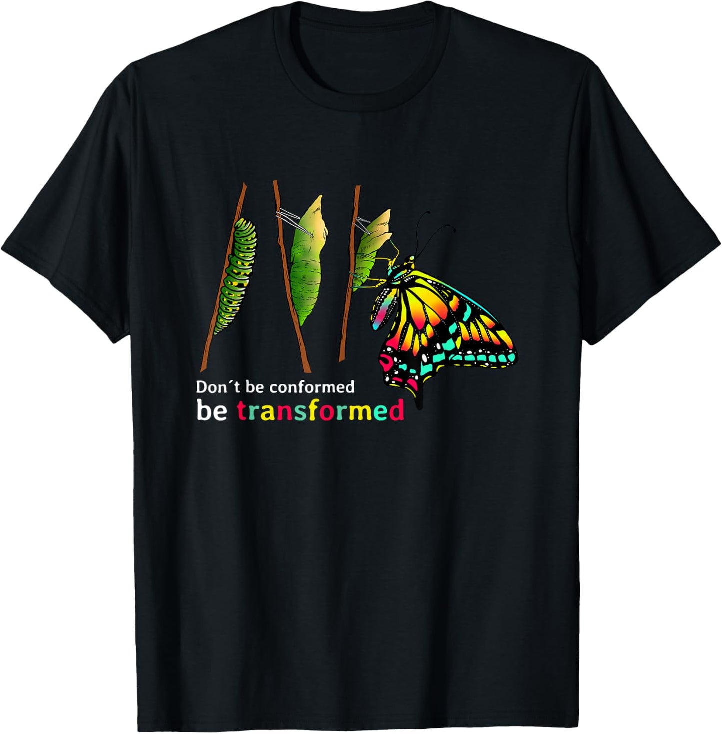 Caterpillar Cocoon Butterfly Design for Butterfly Lover T-Shirt - T-Shirt | Black