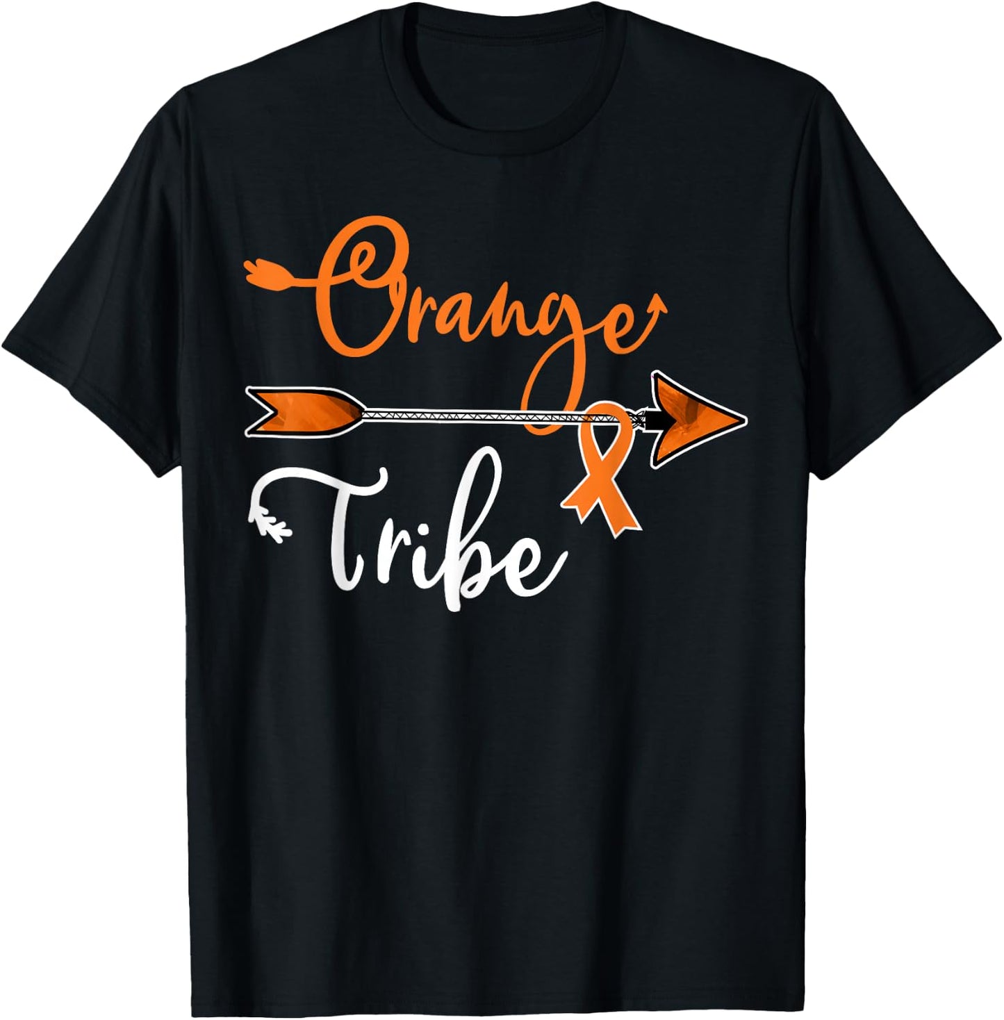 Kidney Leukemia Cancer Awareness Orange Ribbon Tribe T-Shirt - T-Shirt | Black