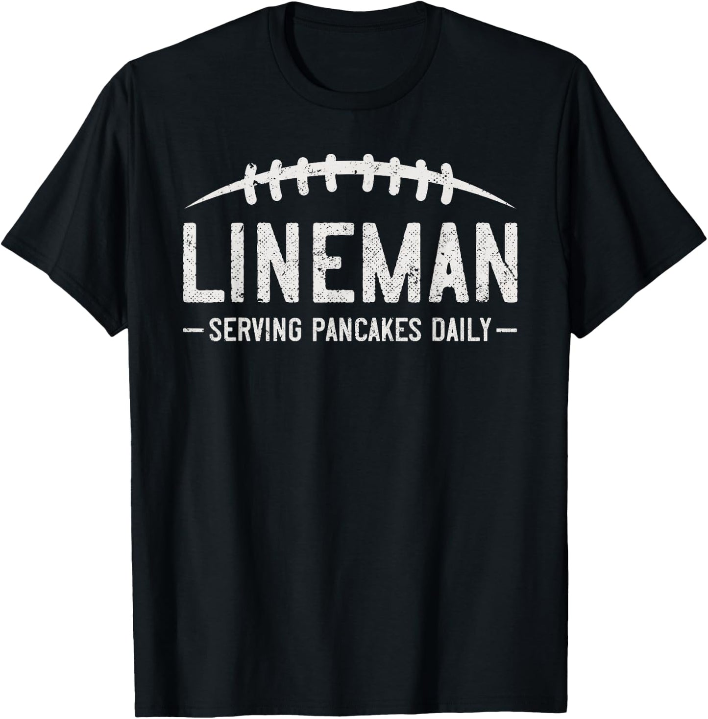 Lineman Serving Pancakes Daily Funny Vintage Football T-Shirt - T-Shirt | Black
