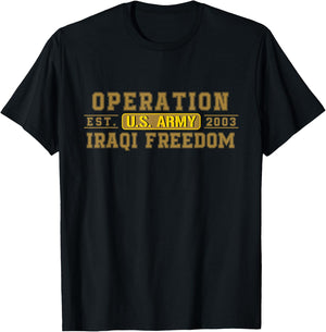 Operation Iraqi Freedom OIF Veteran Combat US Flag T-Shirt - T-Shirt | Black