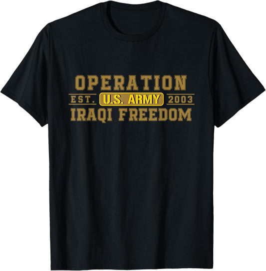 Operation Iraqi Freedom OIF Veteran Combat US Flag T-Shirt - T-Shirt | Black