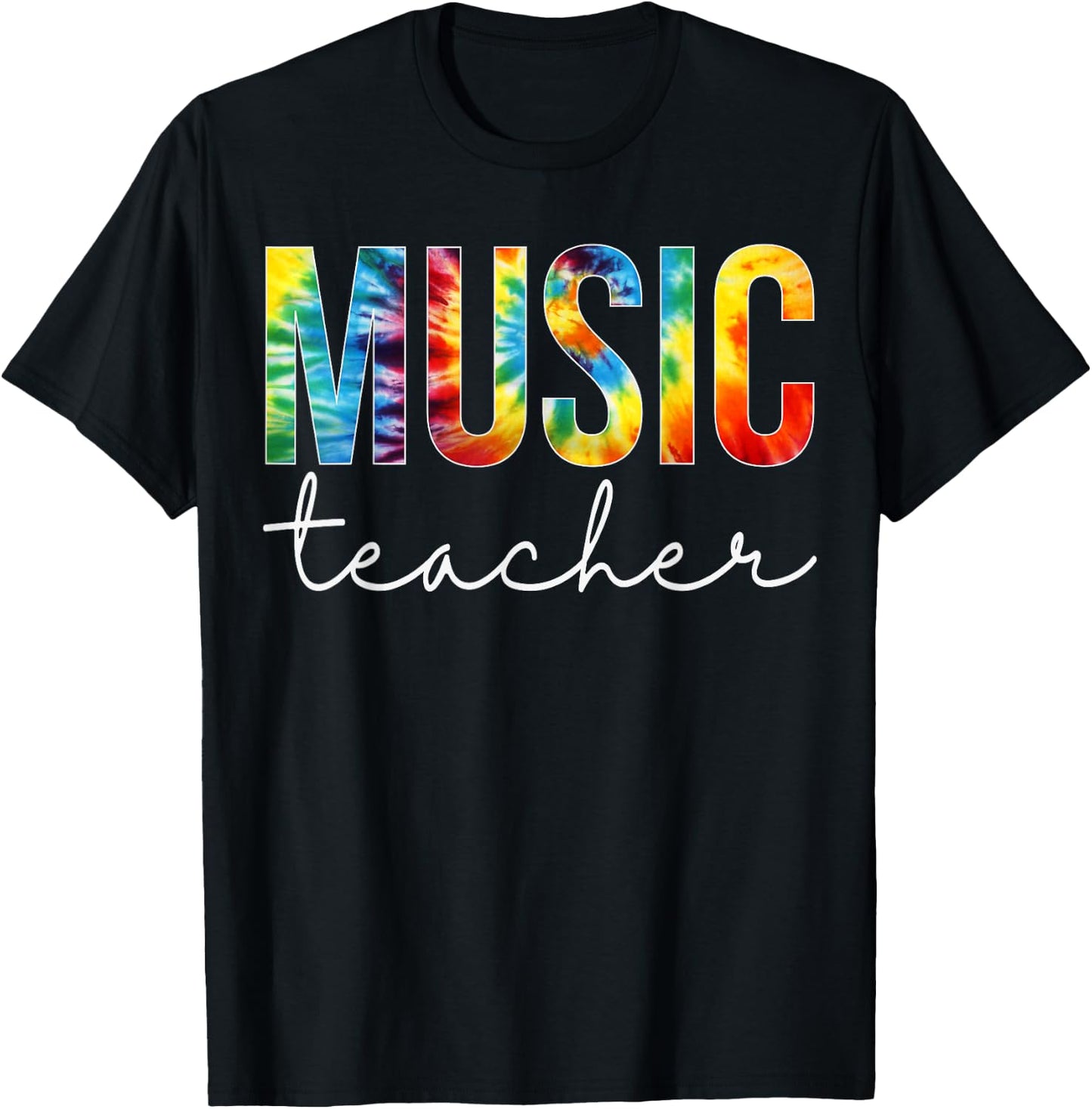 Music Teacher Tie Dye Appreciation Day Hello Back To School Men Women T-Shirt - T-Shirt | Black