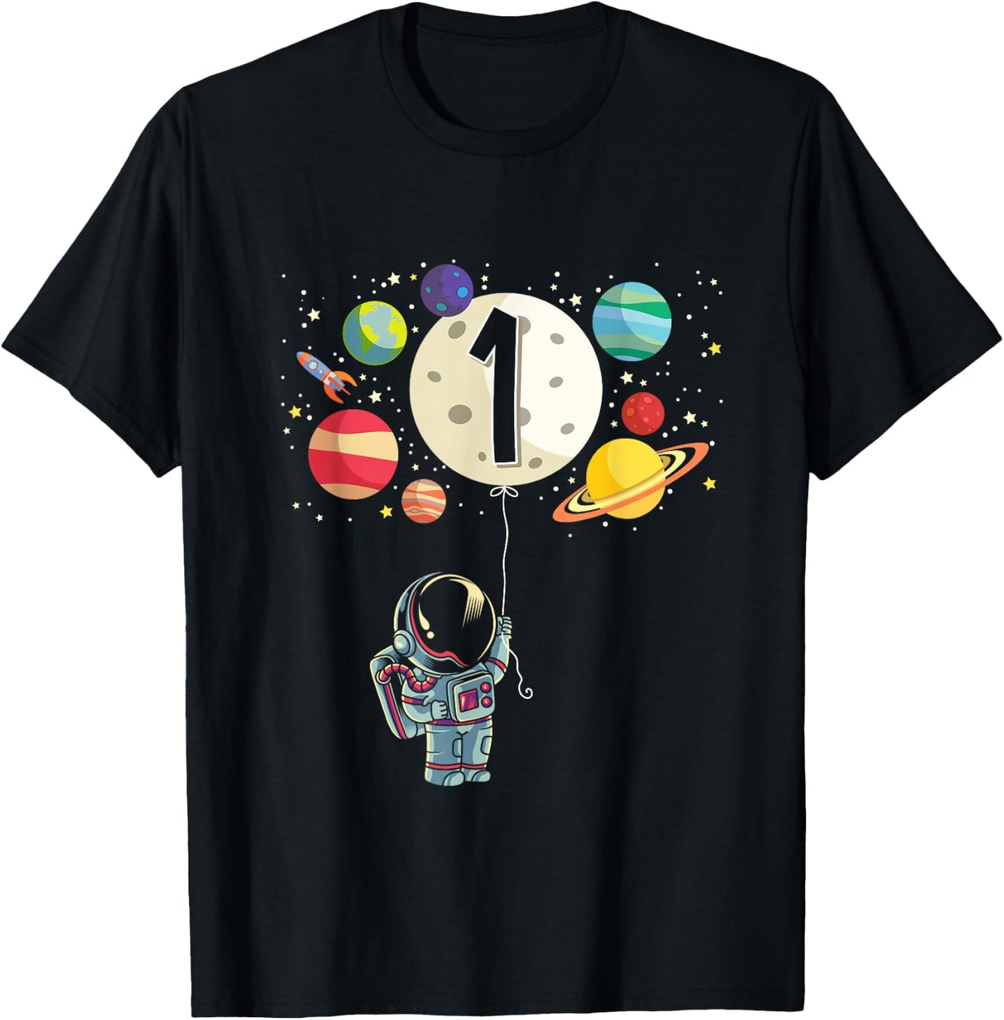 1 Years Old Birthday Boy Gifts Astronaut 1st Birthday T-Shirt - T-Shirt | Black