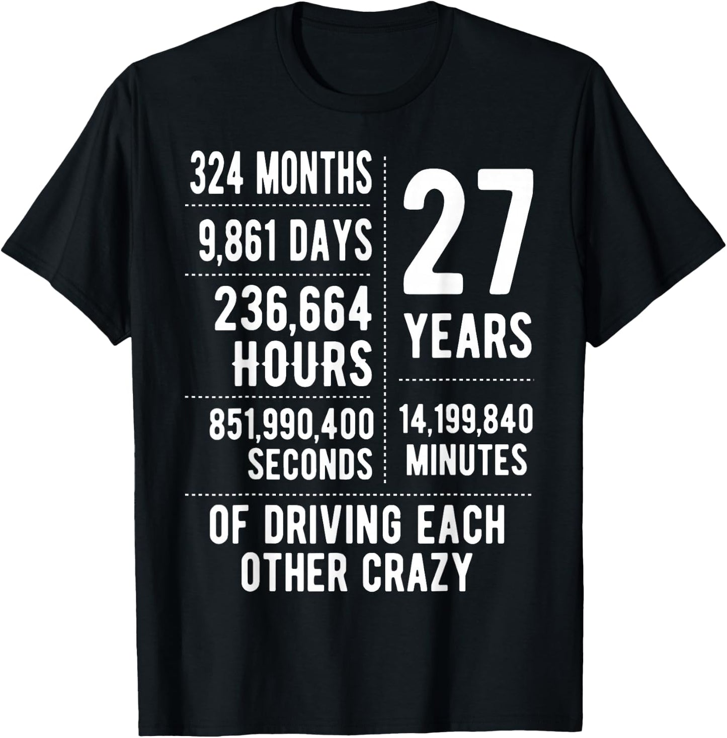 27 Years Married Funny 27th Wedding Anniversary T-Shirt - T-Shirt | Black