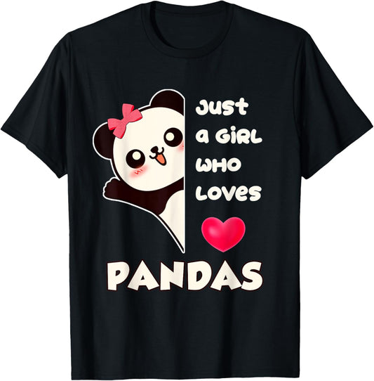 Just a Girl Who Loves Pandas T-Shirt - T-Shirt | Black
