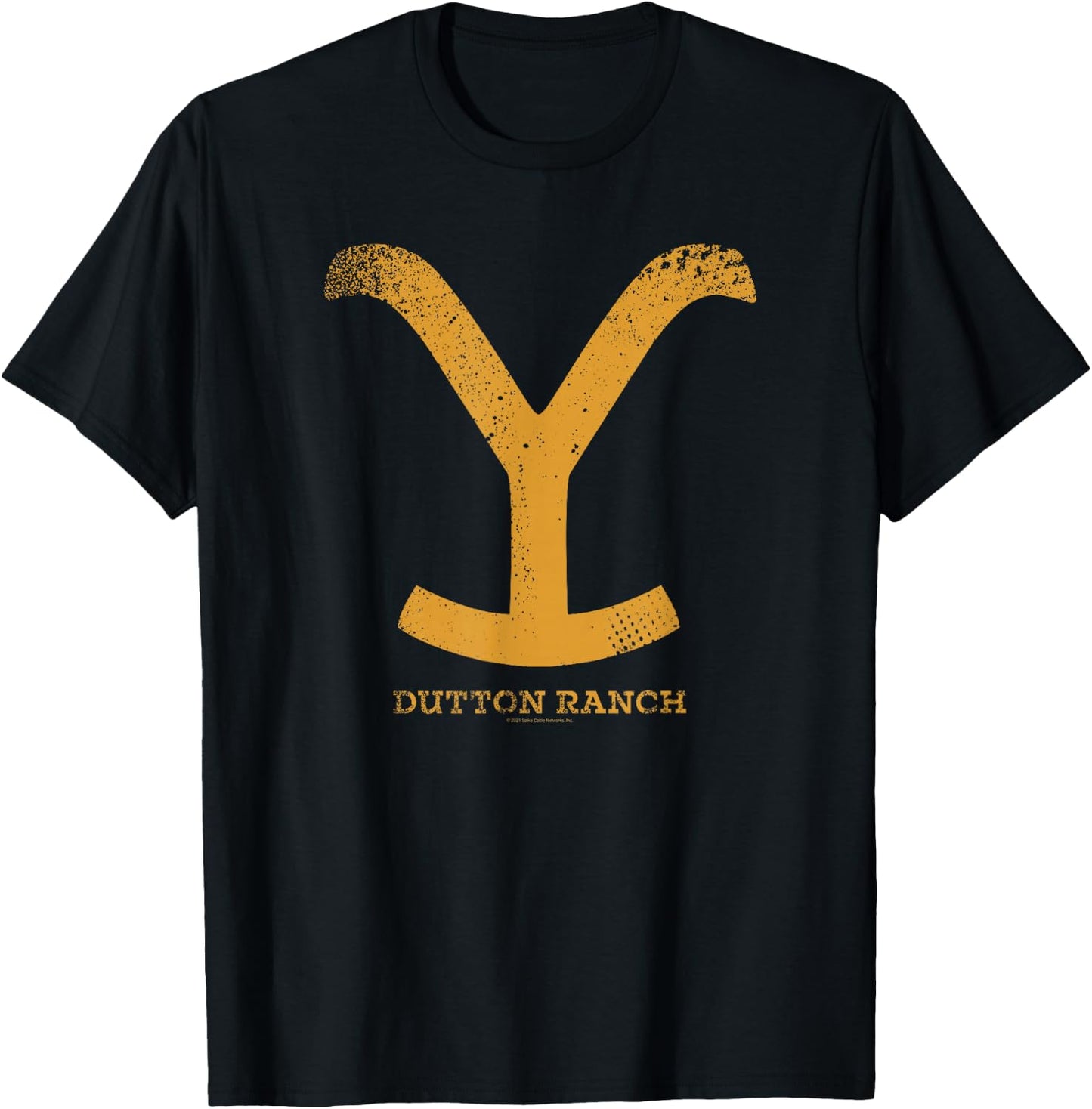 Yellowstone Dutton Ranch Gold Y Logo Short Sleeve T-Shirt - T-Shirt | Black