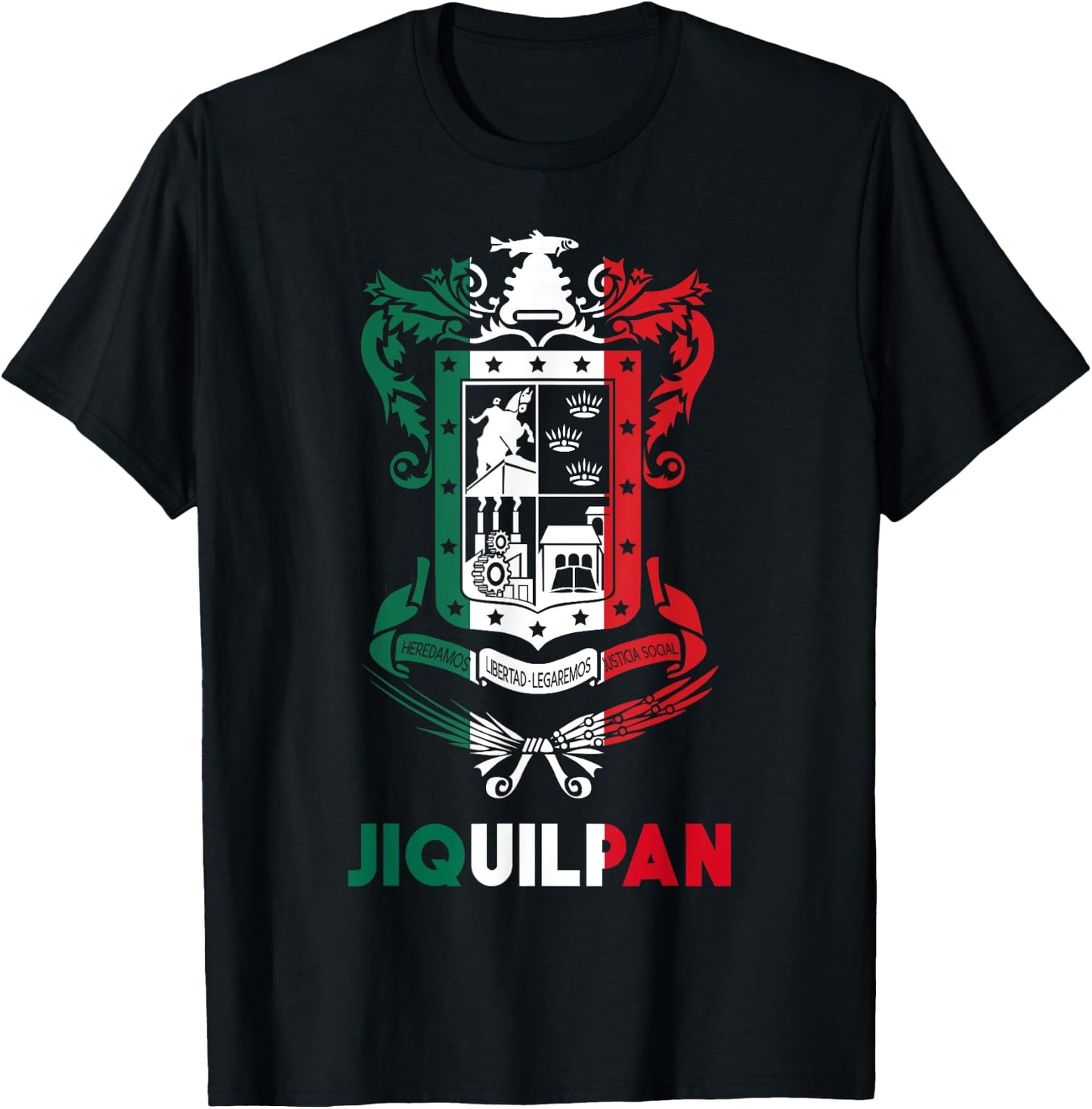 Jiquilpan Michoacan Mexico Escudo Y Lema Arte Emblem Merch T-Shirt - T-Shirt | Black