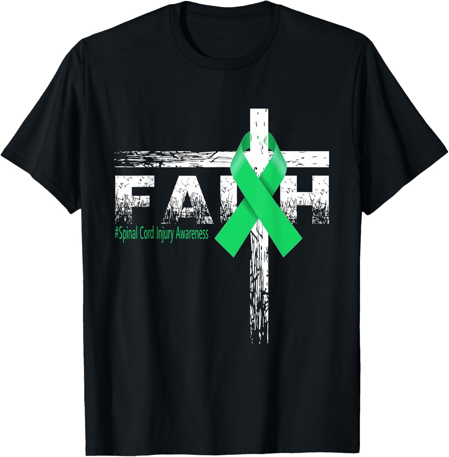 Spinal Cord Injury Awareness Christian Faith & Cross T-Shirt - T-Shirt | Black