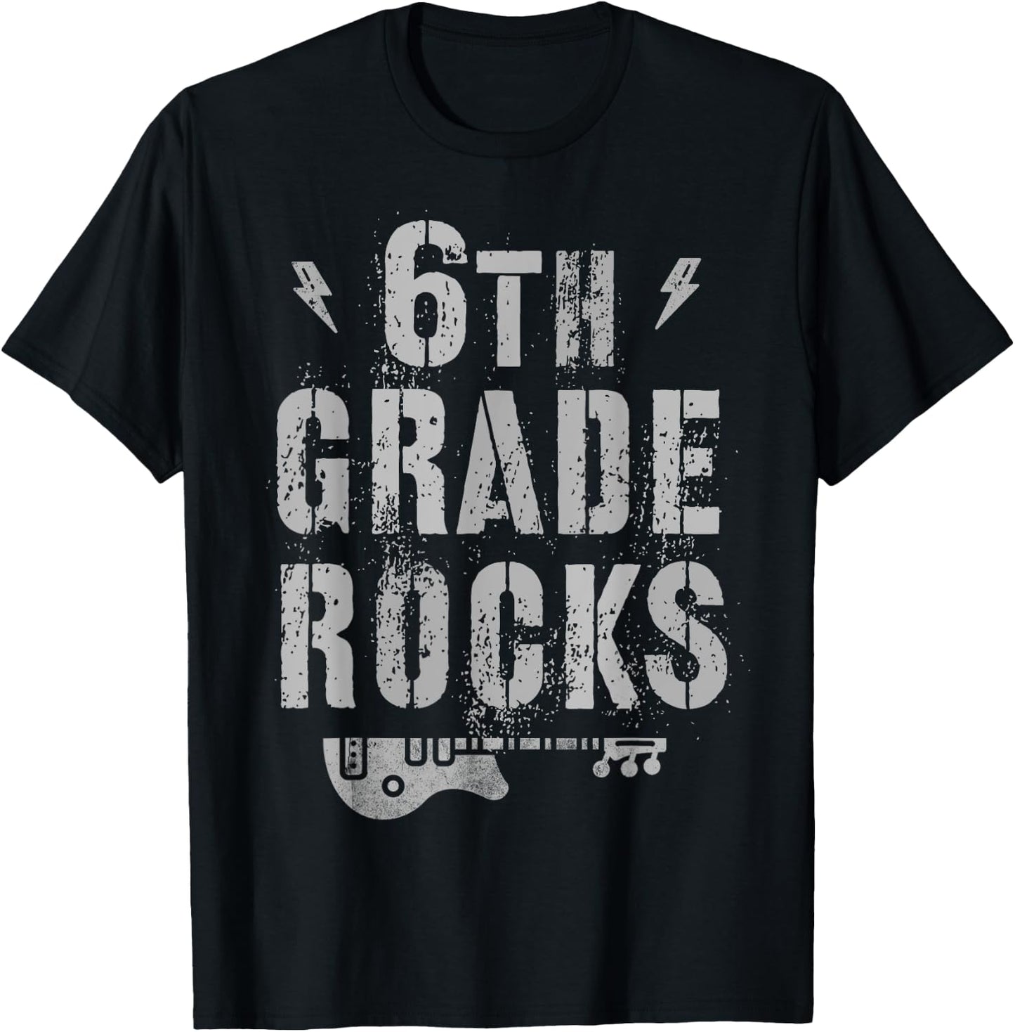 6th GRADE ROCKS Student Teacher Sixth Grader Rockstar Team T-Shirt - T-Shirt | Black