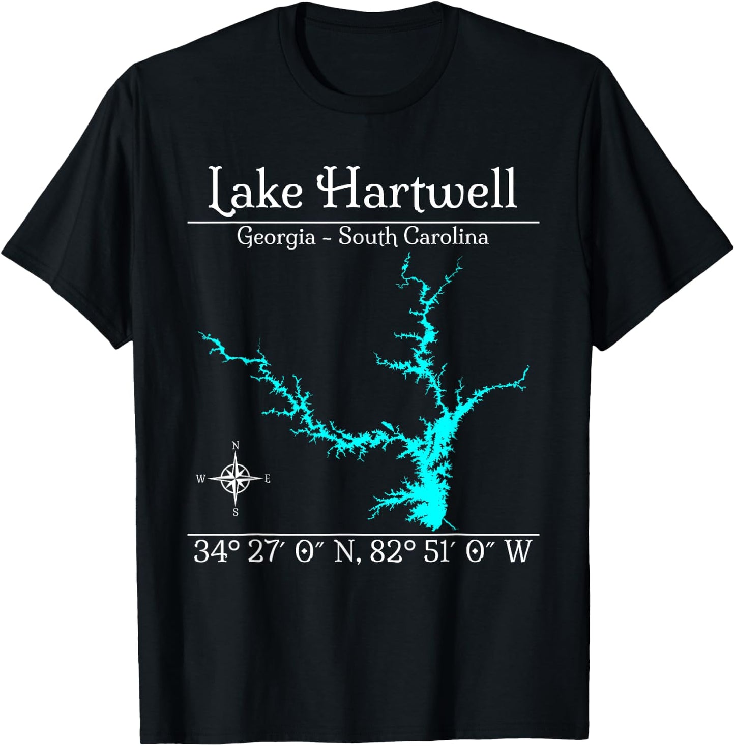 Lake Hartwell, Georgia - South Carolina T-Shirt - T-Shirt | Black