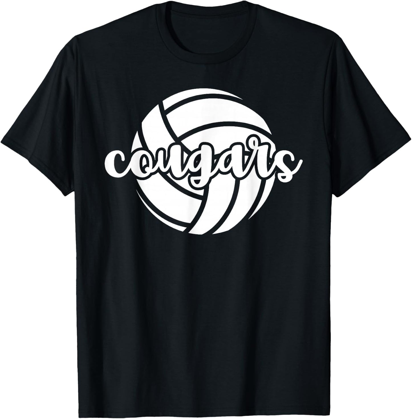 Cougars Volleyball Team Mascot School Spirit Game Night T-Shirt - T-Shirt | Black
